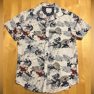 Ricky Singh Denim & Flower Floral Button-up Hawaiian Shirt